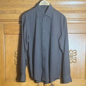 Bugatchi Uomo Men’s Button-Down Shirt – Size M – Blue & Brown Check